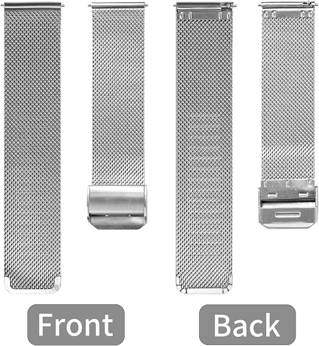 TStrap Mesh Watch Band Metal - Black Quick Release Watch Bands for Men Women - Stainless Steel Smart Watches Strap Bracelet Replacement - 10mm 12mm 14mm 16mm 18mm 20mm 22mm