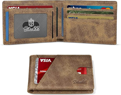 Zitahli Bifold Wallets for Men - Slim RFID Leather Credit Card Holder for 6-11 Cards, Minimalist Thin Wallet with ID Window & Cash Slot,Front Pockt Carteras Para Hombres, Birthday Gifts for Men | Slim, RFID Blocking, Premium, Front Pocket, Gift Box, Le...
