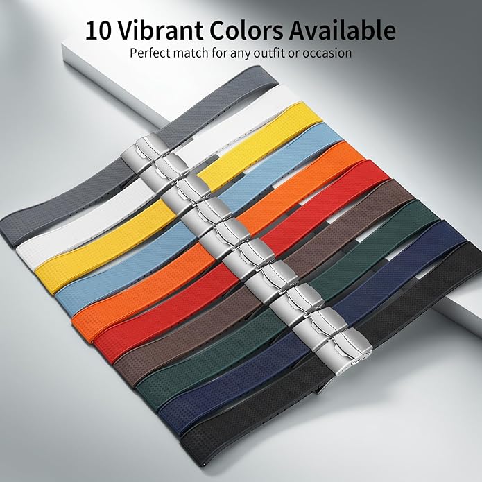 ULLCHRO Silicone Watch Band Quick Release Strap FKM Waterproof Watch Bands for Men 20mm 22mm Replacement Strap Sport Rubber Watchband