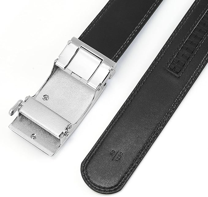 BOSTANTEN Mens Belt Leather Ratchet Belt For Men Dress and Casual with Adjustable Buckle, Trim to Fit