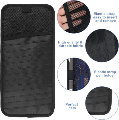 Car CD Case Holder Car Visor CD Holder DVD Vehicle Visor Storage Orangizer Large Capacity Sun Visors Organizer for CDs Visors Case with 12 DVD Storage Sleeves Mesh Pocket Pen Holders and Elastic Strap