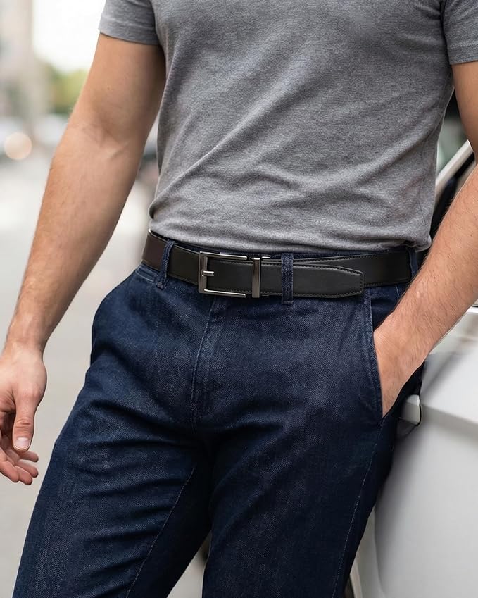CHAOREN Ratchet Belts for Men - 1.5" Mens Belt Genuine Leather for Causual Jeans - Customizable Style, Versatile Fit