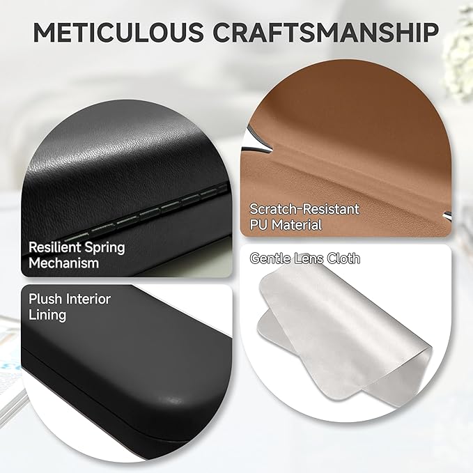 Glasses Case Large Hard Shell Eyeglasses Case PU Leather Protective for Sunglasses Eyeglasses