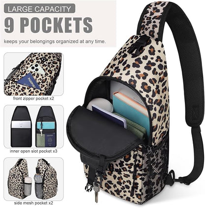 Pritent Crossbody Bags for Women Men Trendy Sling Bag Backpack Casual Chest Bag with Convertible Shoulder Strap