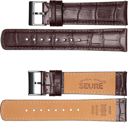 SEURE Quick Release Watch Band,Top Genuine Leather Watch Straps 19mm 20mm 21mm 22mm 24mm for Men and Women