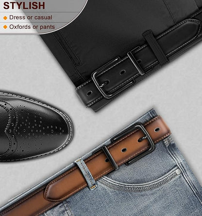 BULLIANT Men's Belt,Reversible Belt Adjustable For Gift Men 1.25”-Cut For Fit-2 Sides in 1 Belt(Not 2)