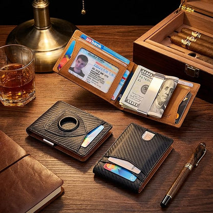 kinzd Slim Wallet with Money Clip RFID Blocking Minimalist Bifold Wallet for Men Genuine Leather Front Pocket Card Holder