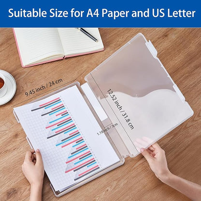Large A4 Paper Storage Box 6 Pcs, 8.5 x 11 Project Case for US letter, Thick Scrapbook Storage Boxes Craft Storage Box Art Supplies Storage and Organization (12.59 x 9.45 x 1.18 inches)
