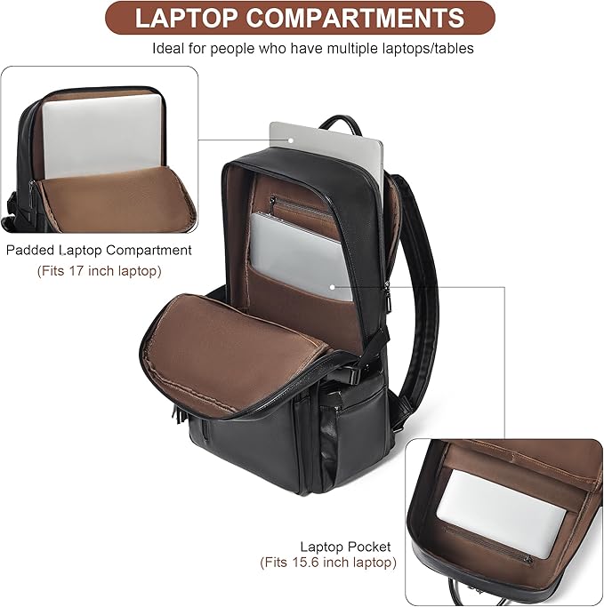 Shrrie Vegan Leather Laptop Backpack for Women,17 Inch Computer Backpack Purse for Work Business College Travel Teacher Nurse with Anti-theft Pocket & Giant Tumbler Holder Pocket,Black
