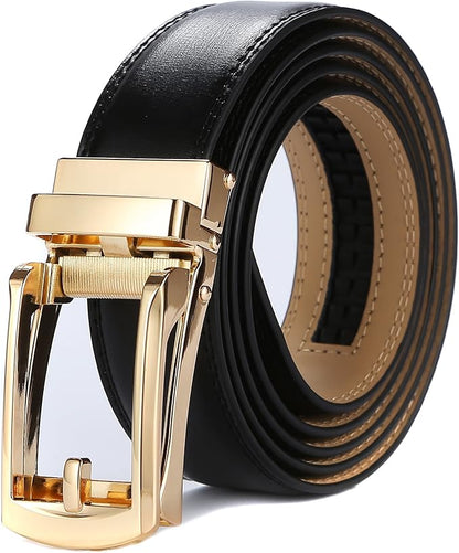 Tonywell Mens Leather Ratchet Belts with Click Buckle Perfect Fit Dress Belt 30mm Wide