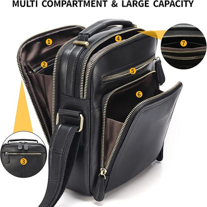Jack&Chris Leather Messenger Bag for Men, Man Purse Crossbody Bags for Work Business