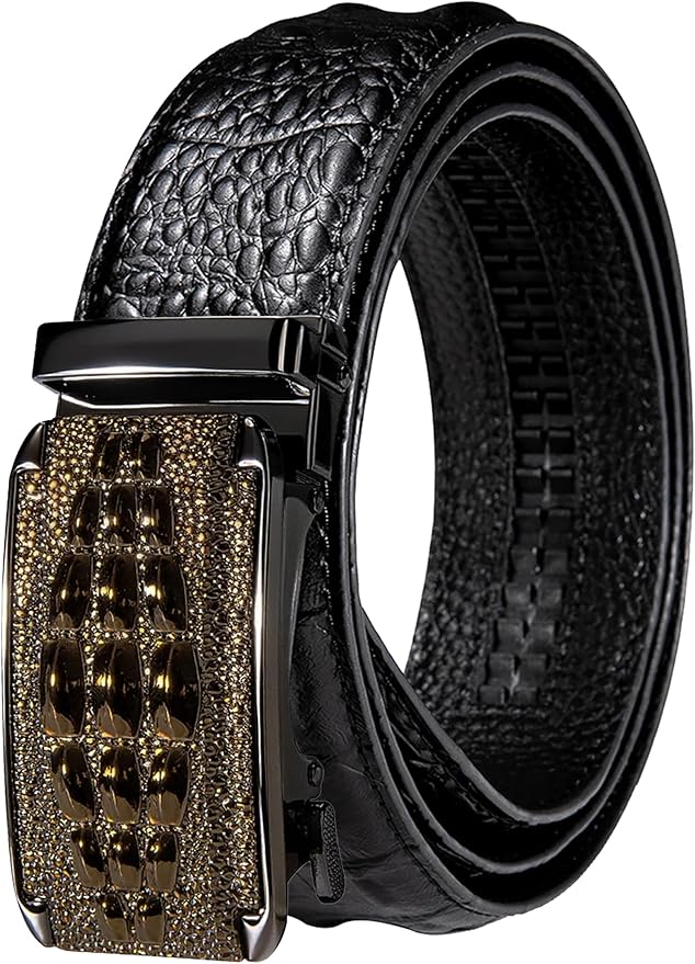 Barry.Wang Mens Belts Leather Ratchet Automatic Buckle Slide Click 1 3/8" Designer Dress Fashion Classic Casual Work Business