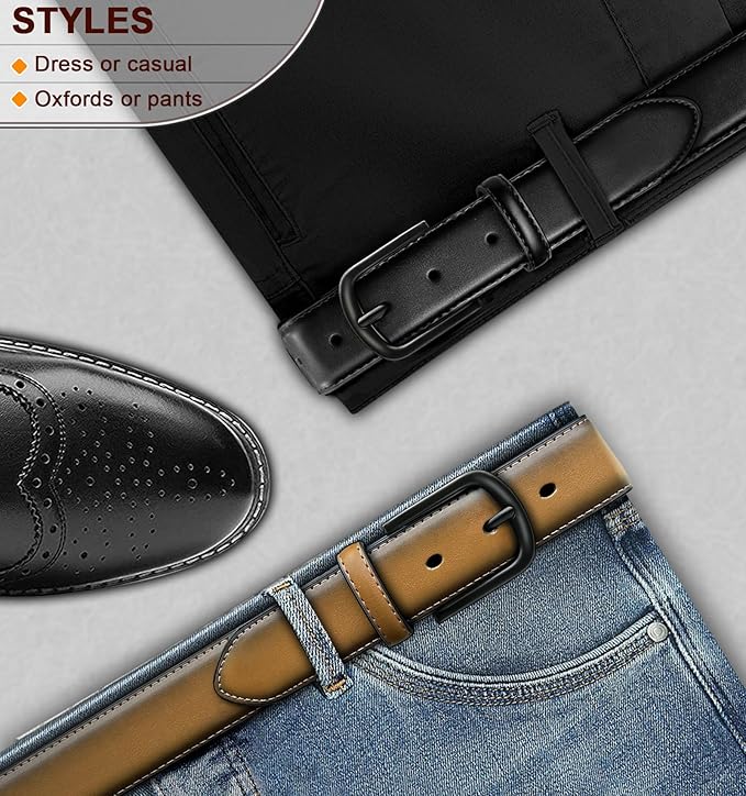 BULLIANT Men Belt Multi Pack,Leather Belt For Gift Men Golf Dress Casual Jean 7Holes 1 3/8"