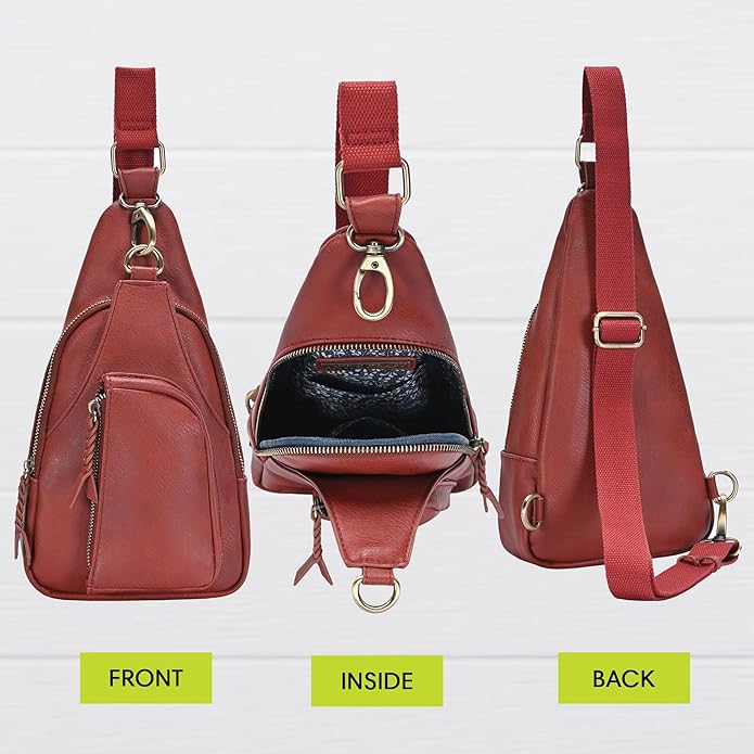 MMS Brands Antik Kraft Tasha Crossbody Sling | Vegan Leather Crossbody Bag for Women with 16-20" Strap | Sling Bags for Women