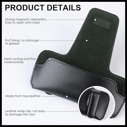 Sunglass Holder for Car Visor, Car Sunglasses Holder Leather, Eyeglasses Holder Glasses Storage Case Visor Accessories