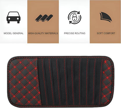 2PCS Car Visor CD Holder, PU Leather Large Capacity Vehicle DVD Storage Organizer with 10 Sleeves, Automotive Interior Sun Visor DVD Case Accessories, Universal for Trucks SUV Sedan (Red)