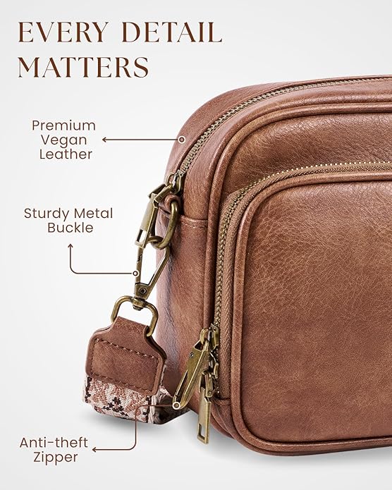 Crossbody Bags with Built-in Wallet, Anti-Theft Travel Purse with Card Slots, Trendy Vegan Shoulder Bag for Women Men