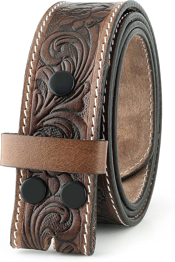F&L CLASSIC Western Belt without buckle for men – Full Grain Leather Cowboy Belts for jeans - One Piece Leather strap belt