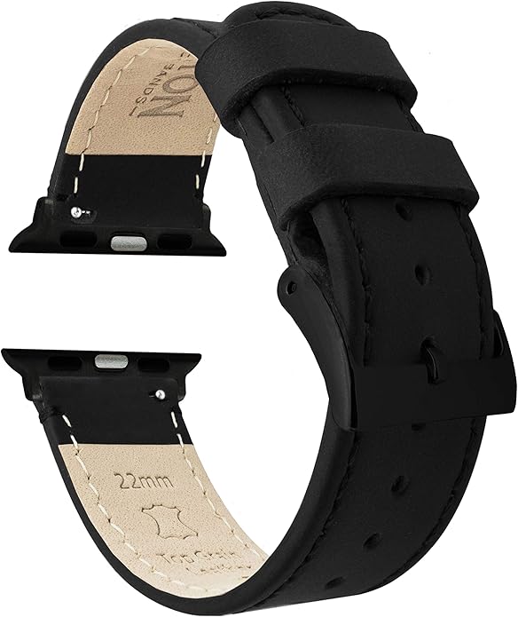 BARTON WATCH BANDS - Top Grain Leather Watch Bands Compatible with Apple Watch Models - 1, 2, 3, 4, 5, 6, 7, 8, 9, 10, SE, Ultra & Ultra 2