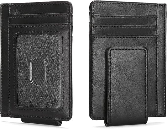 Magnetic Closure Slim Wallet for Men Leather RFID Blocking Minimalist Front Pocket Money Clip Wallet Credit Card Holder