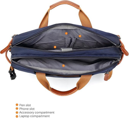CoolBELL Convertible Backpack Messenger Bag Shoulder Bag Laptop Case Handbag Business Briefcase Multi-Functional Travel Rucksack Fits 17.3 Inch Laptop for Men/Women (Blue)