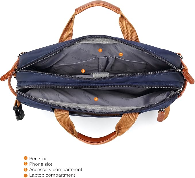 CoolBELL Convertible Backpack Messenger Shoulder Bag Laptop Case Handbag Business Briefcase Multi-Functional Travel Rucksack Fits 15.6 Inch Laptop for Men/Women (Blue)