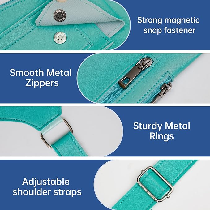 Double Shoulder Armpit Bag for Men, Anti-Theft Underarm Shoulder Holster Bag with Adjustable Strap, Hidden Phone Wallet Pocket for Travel & Daily Commute (Turquoise)