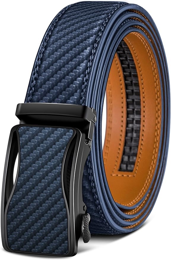 BULLIANT Mens Ratchet Belt,Leather Adjustable Slide Belt For Gift Mens Dress Casual 1 3/8",Size Adjustable