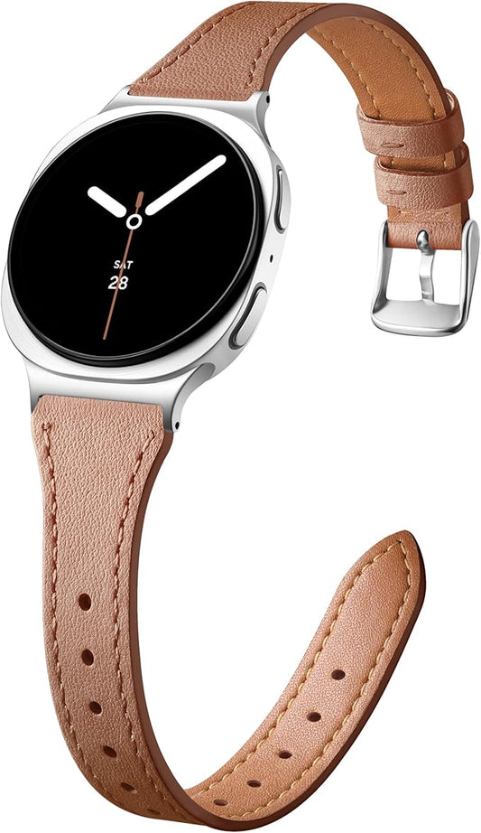 GEAK Slim Leather Band Compatible with Samsung Galaxy Watch 8 40mm 44mm/Watch 8 Classic 46mm, No Gap Adjustable Genuine Leather Replacement Dressy Strap for Samsung Watch 8 Bands Women