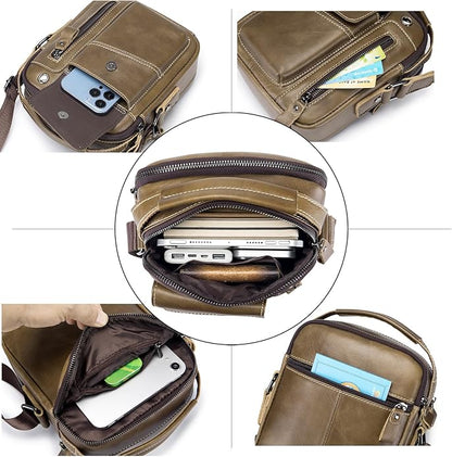 Leather Shoulder Bag for Men Small Mens Crossbody Bag Purses Handbags | Small, Genuine Leather, Crossbody, Men Purse, Casual, Daypack