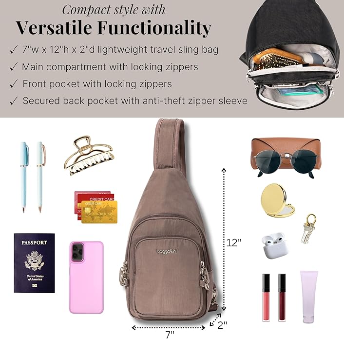 Baggallini womens Securtex Anti-theft Daytripper Sling