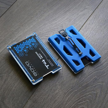 GOVO T4 Badge Holder/Wallet - Durable Polycarbonate ID/Credit Holder with Metal Clip and 4 Cards Slot (Holds 1 to 4 Cards) (Blue)