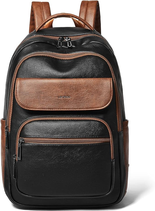 Leresas 37L Backpack Purse for Women Mens for Work Travel Back Pack Vegan Leather Business Teacher Book Bag Fashion Computer Daypack Back Pack Brown Black