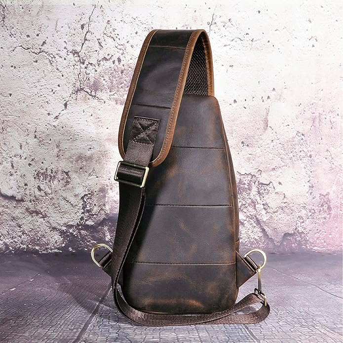Le'aokuu Men Fashion Casual Tea Designer Travel Hiking Crossbody Chest Sling Bag Rig One Shoulder Strap Bag Men Leather 8015 | Fashion, Casual, Tea, Designer, Travel, Hiking
