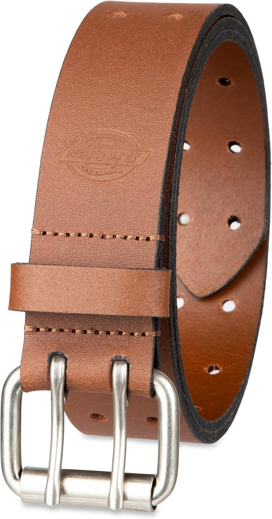 Dickies Men's Double Prong Leather Work Belt – Fully Adjustable, Regular & Big and Tall Sizes
