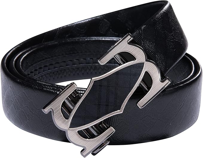 Dubulle Designer Ratchet Belt for Men Leather Fashion Adjustable Automatic Buckle Sliding Removable Dress Casual