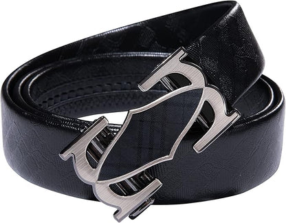 Dubulle Designer Ratchet Belt for Men Leather Fashion Adjustable Automatic Buckle Sliding Removable Dress Casual