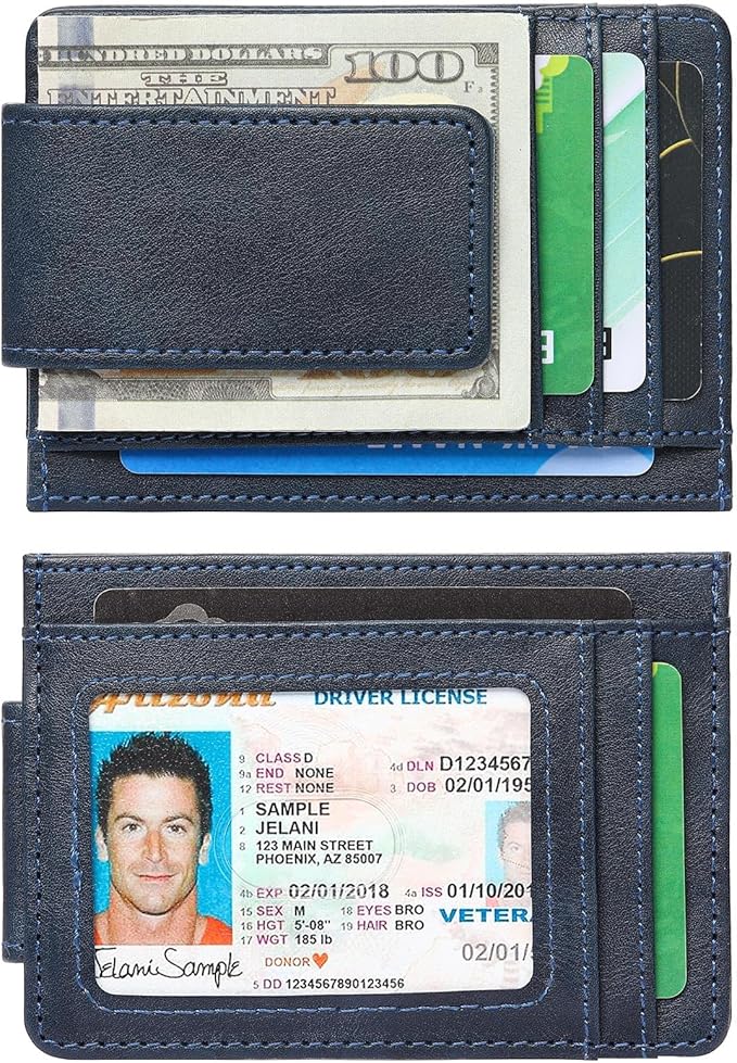 Magnetic Closure Slim Wallet for Men Leather RFID Blocking Minimalist Front Pocket Money Clip Wallet Credit Card Holder