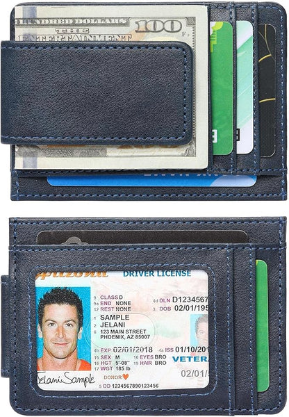 Magnetic Closure Slim Wallet for Men Leather RFID Blocking Minimalist Front Pocket Money Clip Wallet Credit Card Holder