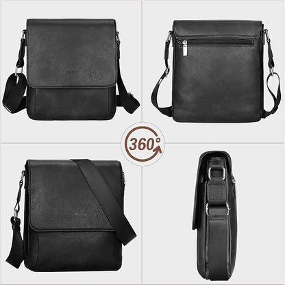 Leathario Men's Crossbody Bag, Vegan Leather, Shoulder Purse Side Sling Satchel, Small Messenger for Travel Work Daily