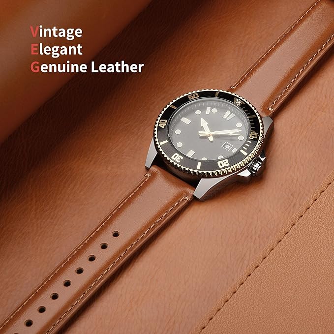 Fullmosa Leather watch strap, vintage replacement strap, watch strap 22 mm, 20 mm, 24 mm, 19 mm, 18 mm, bracelet watch accessories for men and women, watch strap for smartwatch and universal watches