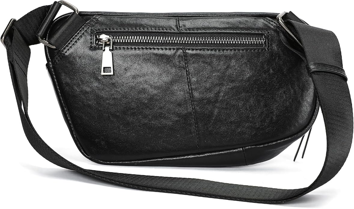 NIUCUNZH Genuine Leather Mens Sling Bag for Women Vintage Small Crossbody Bags Purse for Hiking Travel Chest Daypack