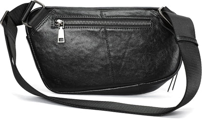 NIUCUNZH Genuine Leather Mens Sling Bag for Women Vintage Small Crossbody Bags Purse for Hiking Travel Chest Daypack