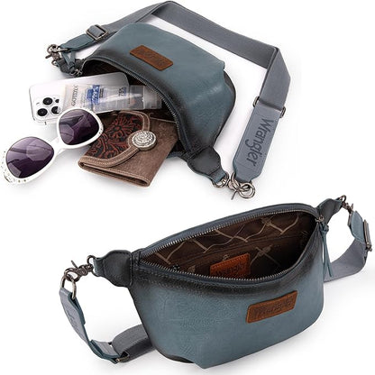 Wrangler Large Fanny Packs for Women Waist Bag Travel Belt Bags Crossbody Sling Purse