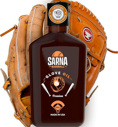 SARNA BASEBALL Glove Oil for Softball & Baseball Gloves, 8 Oz – Lanolin-Based Formula, Helps Soften Leather & Prevents Cracking – Game-Ready Glove Oil to Break in Gloves