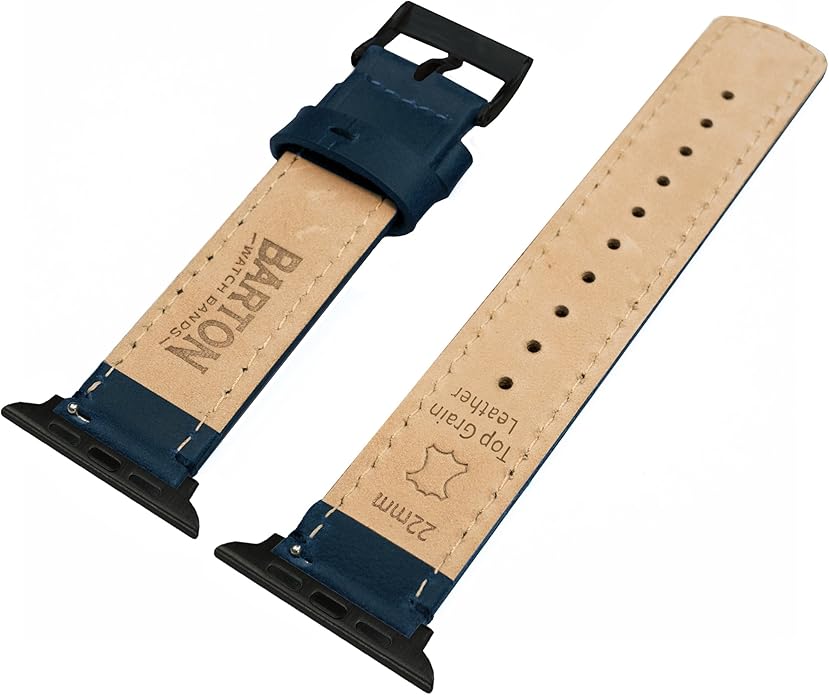 BARTON WATCH BANDS - Top Grain Leather Watch Bands Compatible with Apple Watch Models - 1, 2, 3, 4, 5, 6, 7, 8, 9, 10, SE, Ultra & Ultra 2