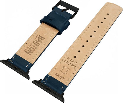 BARTON WATCH BANDS - Top Grain Leather Watch Bands Compatible with Apple Watch Models - 1, 2, 3, 4, 5, 6, 7, 8, 9, 10, SE, Ultra & Ultra 2