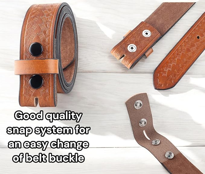 F&L CLASSIC Western Belt without buckle for men – Full Grain Leather Cowboy Belts for jeans - One Piece Leather strap belt