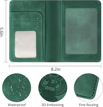 Passport Holder for Travel Essentials,RFID Blocking Passport Cover Wallet Card Case for Women and Men (Dark Green)