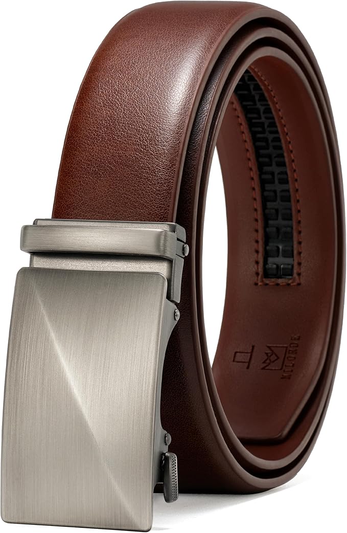 MILORDE Men's Leather Ratchet Belt - 35mm - Customizable Fit
